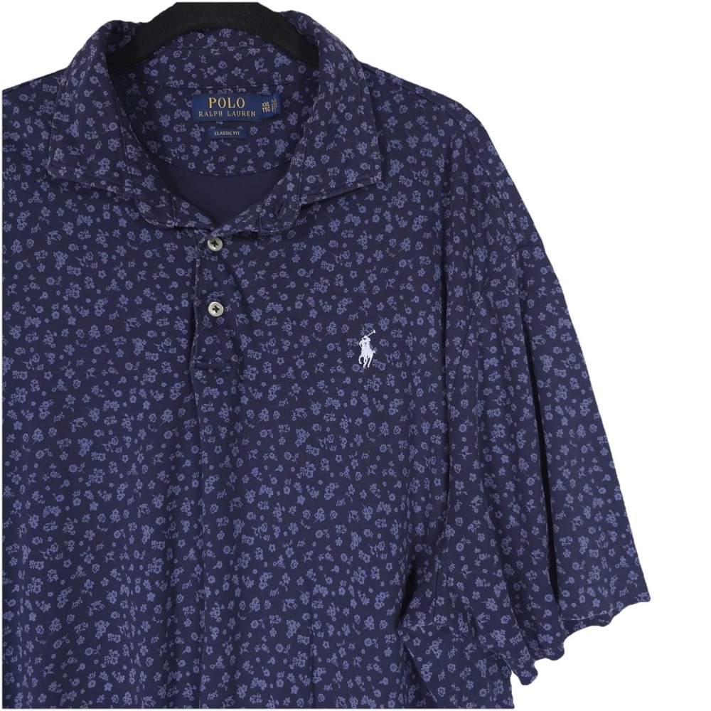 POLO RALPH LAUREN Classic Fit Men's Soft Polo Shirt XXL Navy Floral Vintage